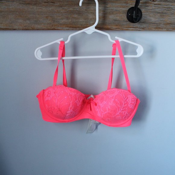 🍁5/$25🎃 Forever 21 Size 34B Neon Pink Convertible Bra - Picture 1 of 3